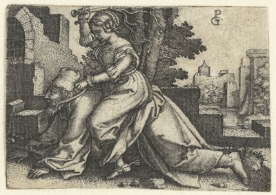 Aristoteles en Phyllis (Campaspe) door Georg Pencz