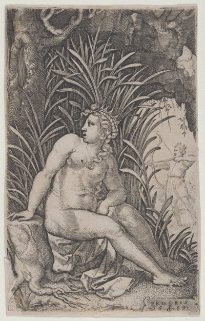 Cephalus en Procris, uit De Griekse Heldinnen door Georg Pencz