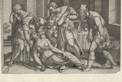 Collatinus en Brutus bij de stervende Lucretia door Georg Pencz