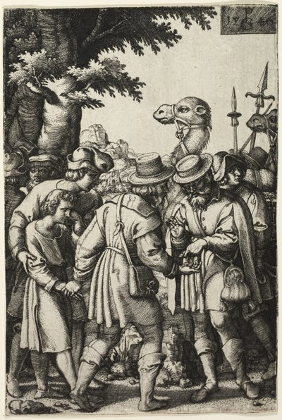 Jozef verkocht door zijn broers door Georg Pencz