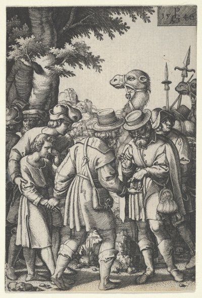 Jozef verkocht aan de kooplieden, uit Het verhaal van Jozef, 1546 door Georg Pencz