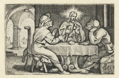 Maaltijd in Emmaüs door Georg Pencz