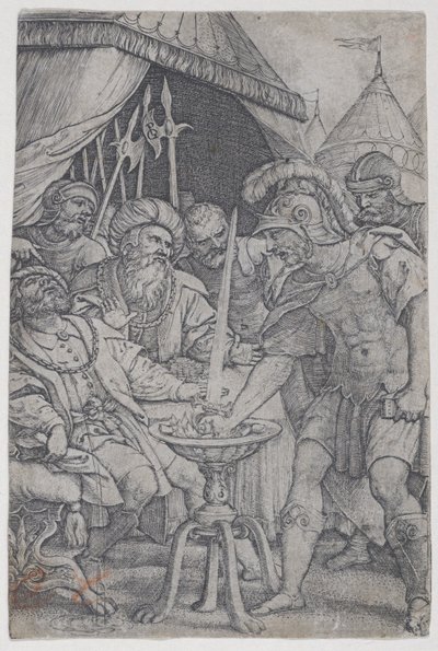 Mucius Scaevola en Porsenna, uit Romeinse Helden door Georg Pencz