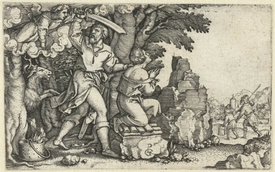 Offer van Abraham van Isaak door Georg Pencz