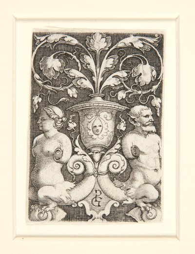 Sierlijke vaas met twee figuren door Georg Pencz