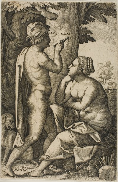 Parijs en Oenone, uit Griekse Heldinnen door Georg Pencz