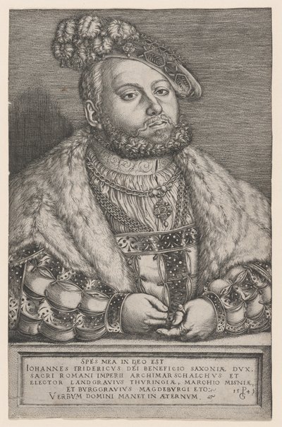 Portret van Johann Friedrich de Grootmoedige, keurvorst van Saksen door Georg Pencz