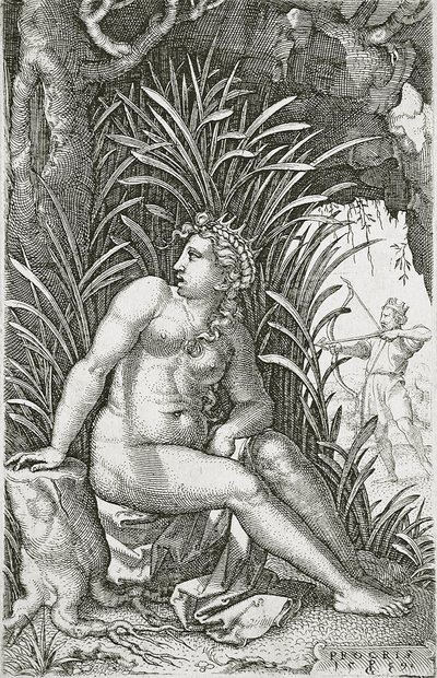 Procris gedood door Cephalus door Georg Pencz