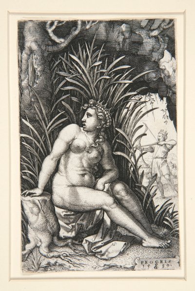 Procris en Cephalus, uit de serie De Griekse heldinnen door Georg Pencz