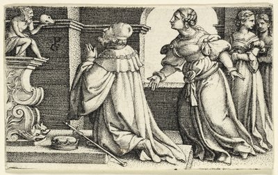 Salomo aanbidt het afgodsbeeld Moloch door Georg Pencz