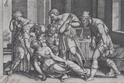 Zelfmoord van Lucretia, uit Scènes uit de Romeinse Geschiedenis door Georg Pencz