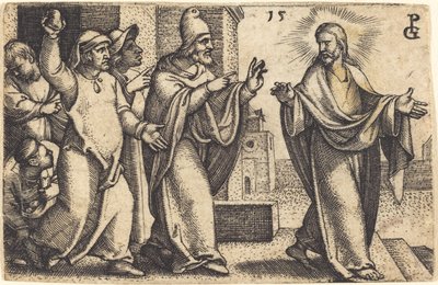 De Farizeeën willen Christus stenigen door Georg Pencz