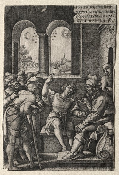 Het verhaal van Jozef: Jozef vertelt zijn dromen aan zijn vader, 1544 door Georg Pencz