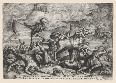 De triomf van de dood op de tijd, uit de Triomfen van Petrarca door Georg Pencz