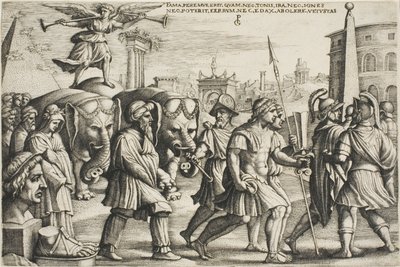 De Triomf van Roem, plaat drie uit de Triomfen van Petrarca door Georg Pencz