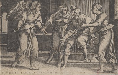 Tobias en de Aartsengel Rafaël, uit Het Verhaal van Tobias door Georg Pencz