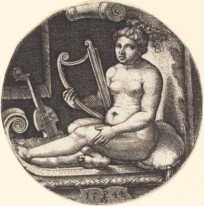 Vrouw met een Harp door Georg Pencz