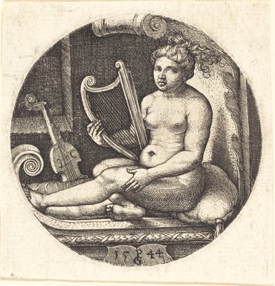 Vrouw met een Harp door Georg Pencz
