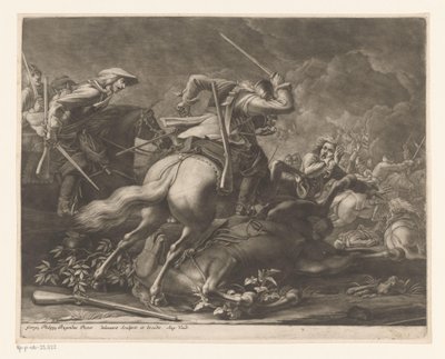 Ruitergevecht door Georg Philipp Rugendas (I)