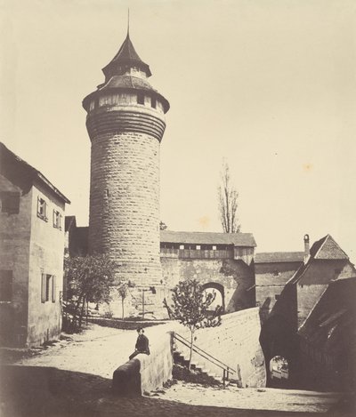 Der Runde Turm und der Festung in Nürnberg (De ronde toren en burcht in Neurenberg),c. 1852 (foto) door Georg Schmidt
