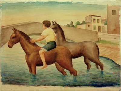 Paardenzwemmen door Georg Schrimpf