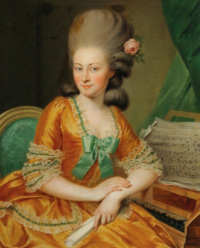 Portret van een zanger bij het klavecimbel door Georg Weikert