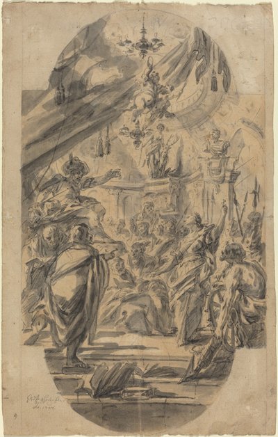 De disputatie van Sint-Catharina van Alexandrië door Georg Wilhelm Neunhertz