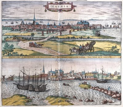 Hafnia, illustratie uit Civitates Orbis Terrarum door Georg Braun und Franz Hogenberg