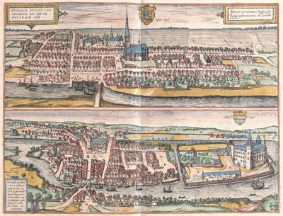 Husum, Duitsland, illustratie uit Civitates Orbis Terrarum door Georg Braun und Franz Hogenberg