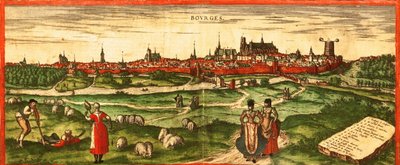 Bourges, - Romeinse stad door Georg and Hogenberg Franz (1535 90) Braun