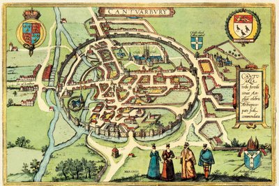 Canterbury, Engeland door Georg and Hogenberg Franz (1535 90) Braun