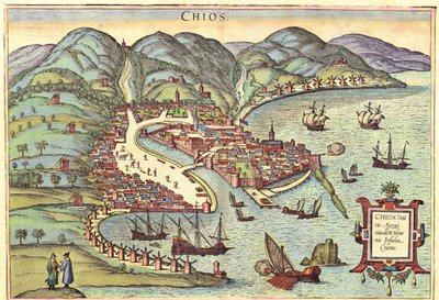Chios, Griekenland door Georg and Hogenberg Franz (1535 90) Braun