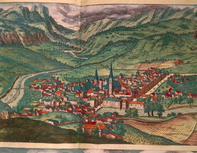 Stad Bressanone, uit Civitates Orbis Terrarum door Georg Braun and Hogenberg Franz