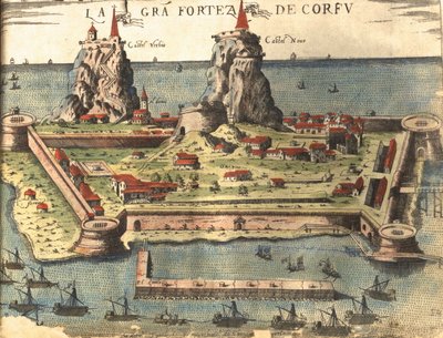 Corfu, Griekenland door Georg and Hogenberg Franz (1535 90) Braun