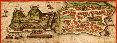 Corfu, Griekenland door Georg and Hogenberg Franz (1535 90) Braun