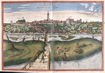 Enns, Oostenrijk (gravure) door Georg Braun and Hogenberg Franz