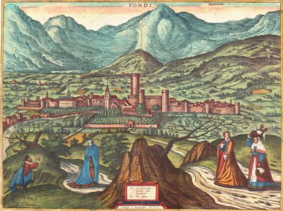 Fondi, Italië door Georg and Hogenberg Franz (1535 90) Braun