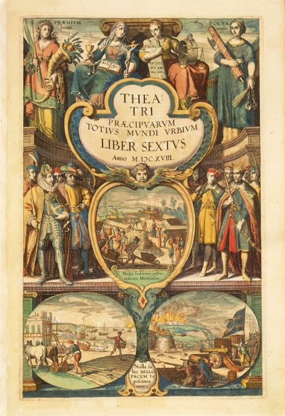 Frontispice van volume VI, uit Civitates Orbis Terrarum door Georg Braun and Hogenberg Franz