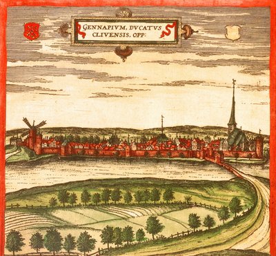 Gennep, Netherlands door Georg and Hogenberg Franz (1535 90) Braun