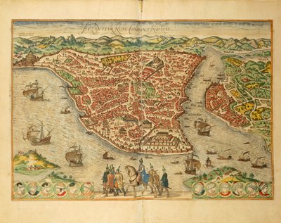 Istanbul uit Civitates Orbis Terrarum door Georg Braun and Hogenberg Franz