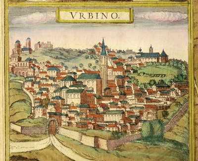 Uitzicht op de stad, kleurgravure uit Civitates Orbis Terrarum door Georg Braun en Franz Hogenberg door Georg Braun and Hogenberg Franz