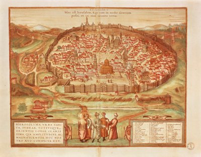 Jeruzalem uit Civitates Orbis Terrarum door Georg Braun and Hogenberg Franz