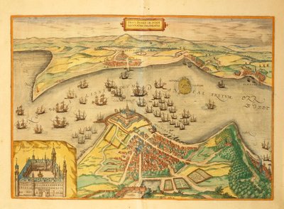 Kronborg uit Civitates Orbis Terrarum door Georg Braun and Hogenberg Franz