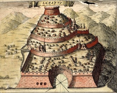 Lepanto, Griekenland door Georg and Hogenberg Franz (1535 90) Braun