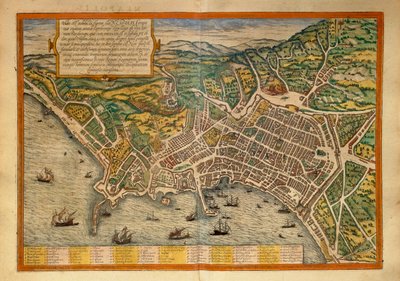 Kaart uit Civitates Orbis Terrarum door Georg Braun and Hogenberg Franz