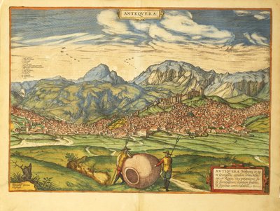 Kaart van Antequera uit Civitates Orbis Terrarum door Georg Braun and Hogenberg Franz