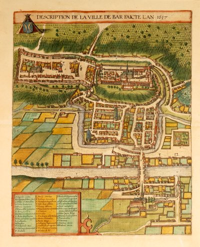 Kaart van Bar-Le-Duc uit Civitates Orbis Terrarum door Georg Braun and Hogenberg Franz