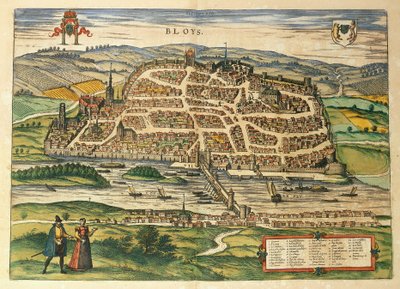 Kaart van Blois uit Civitates Orbis Terrarum door Georg Braun and Hogenberg Franz