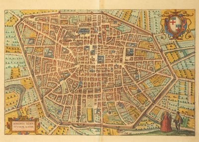 Kaart van Bologna uit Civitates Orbis Terrarum door Georg Braun and Hogenberg Franz