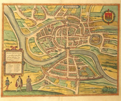 Kaart van Bristol uit Civitates Orbis Terrarum door Georg Braun and Hogenberg Franz
